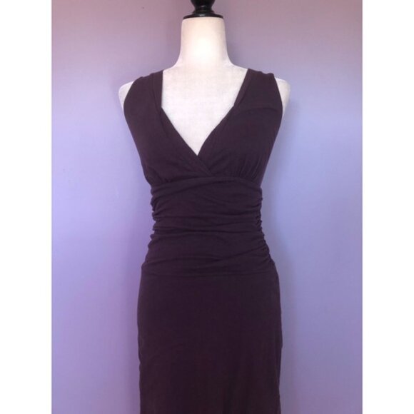 Anthropologie Velvet purple ruched Dress - Picture 3 of 5